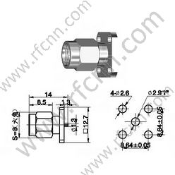SMA Male 4 Löcher Flansch Mount Micro-Strip RF-Anschluss