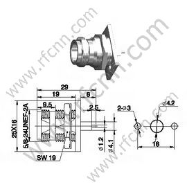 N weiblicher Bulkhead MicroTrip Flansch RF-Anschluss